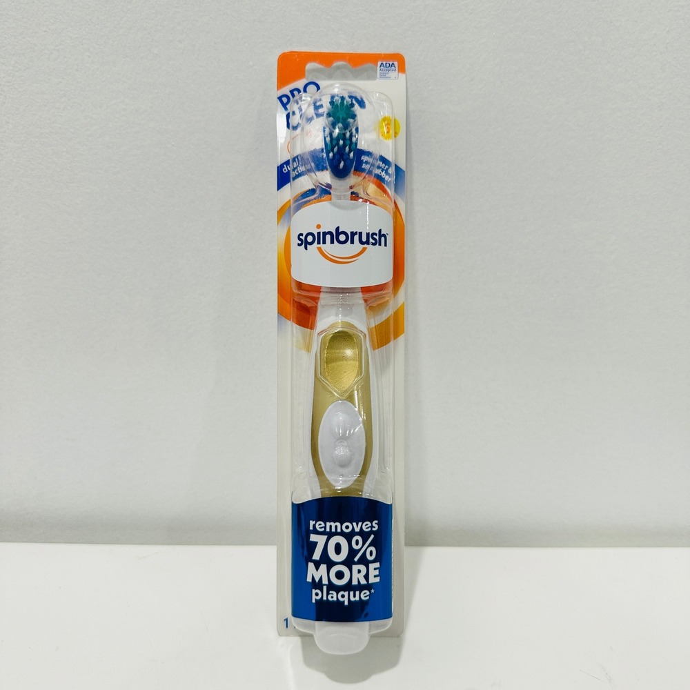 Spinbrush Pro Clean Battery Powered Toothbrush Soft Bristles x1 Count Gold New